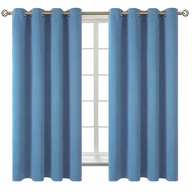 BGment Blackout Curtains for Bedroom - Grommet Thermal Insulated Room Darkening Curtains for Living Room, Set of 2 Panels (52 x 63 Inch, Faded Denim) - Image 1